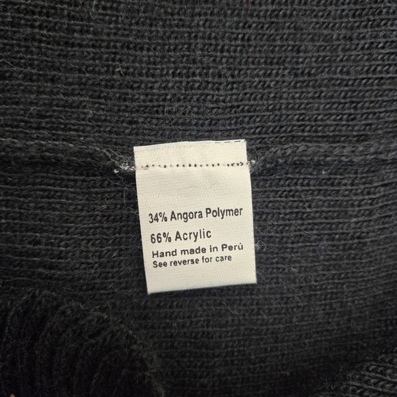 Joca Manga S Black Angora Blend Hand Made in Peru Ruffle Cardigan Tunic - Picture 5 of 13